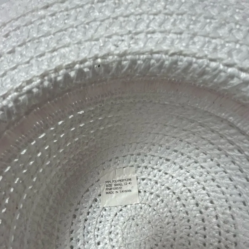 NWT Strasburg White Hat with Pink Ribbon girls Size Small 2-4